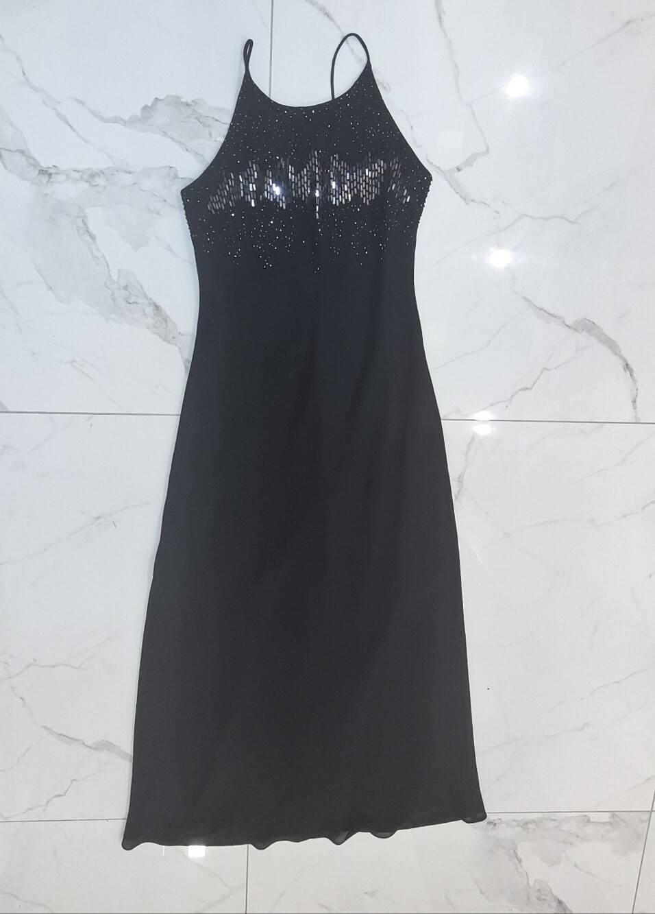 Cachet Black Maxi Evening Dress with Sequin Hem